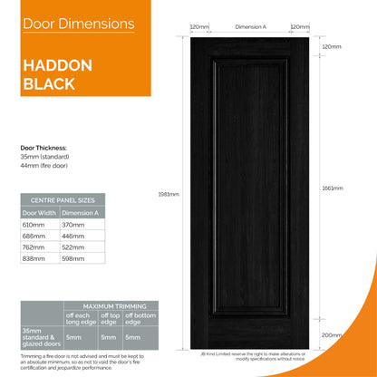 JB Kind Haddon Black Laminate Internal Fire Door FD30 - All Sizes