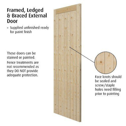 JB Kind Frame Ledged and Braced Softwood Internal Door - All Sizes