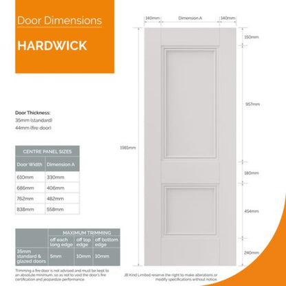 JB Kind Hardwick White Primed Glazed Internal Door - All Sizes