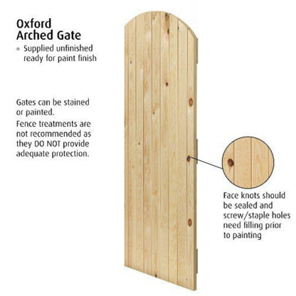 JB Kind Oxford Arched Softwood Gate - 1829mm x 915mm x 38mm