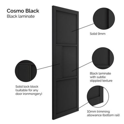 JB Kind Cosmo Black Laminate Internal Door - All Sizes
