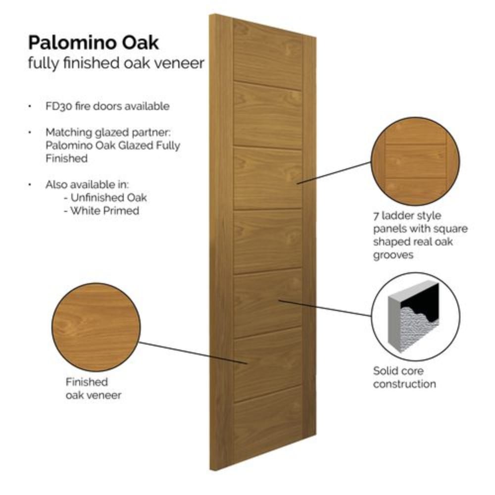 JB Kind Palomino Oak Pre-Finished Internal Door - All Sizes - JB Kind