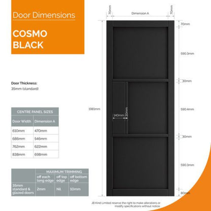 JB Kind Cosmo Black Laminate Glazed Internal Door - All Sizes