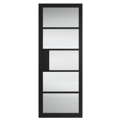 JB Kind Civic Black Reeded Horizontal Glazed Internal Door - All Sizes