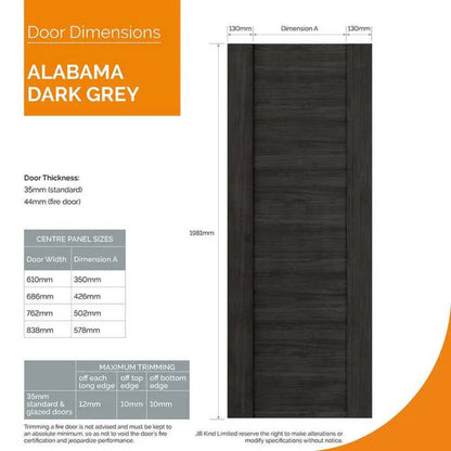 JB Kind Alabama Cinza Dark Grey Laminate Internal Fire Door FD30 - All Sizes
