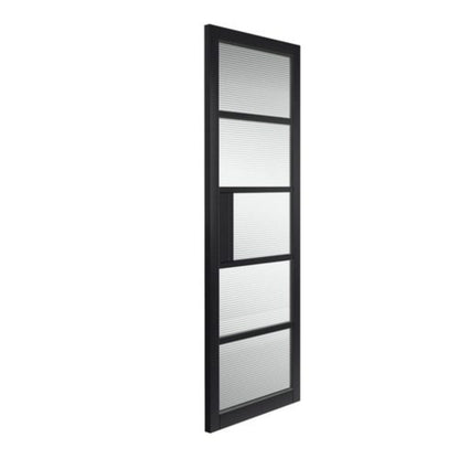 JB Kind Civic Black Reeded Horizontal Glazed Internal Door - All Sizes