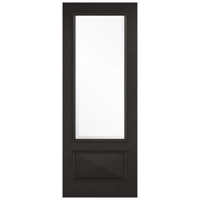 Knightsbridge Black Primed 1 Glazed Clear Light Panel Interior Door - 1981mm x 838mm - LPD Doors