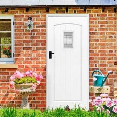 Cottage White GRP Pre-Finished 1 Double Glazed Lead Light Panel External Door - 1981mm x 838mm - LPD Doors