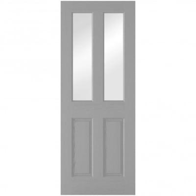 Moulded Textured Grey Pre-Finished 2 Glazed Clear Light Panels Interior Door - 1981mm x 762mm - LPD Doors
