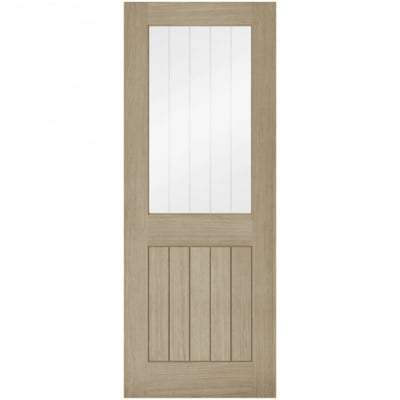 Belize Light Grey Pre-Finished 1 Glazed Clear With Frosted Lines Light Panel Interior Door - 1981mm x 726mm - LPD Doors
