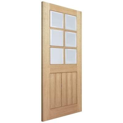 Oak Mexicano 6 Light Clear Bevelled Panel Un-Finished Internal Door - 1981mm x 610mm - LPD Doors
