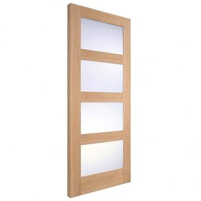 Oak Shaker 4 Frosted Glass Light Panel Pre-Finished Internal Door - 1981mm x 838mm - LPD Doors