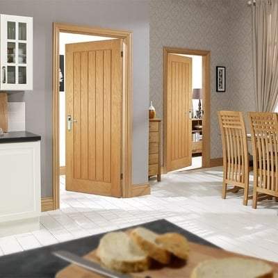 Oak Mexicano Vertical Panel Flush Pre-Finished Internal Door - 1981mm x 458mm - LPD Doors