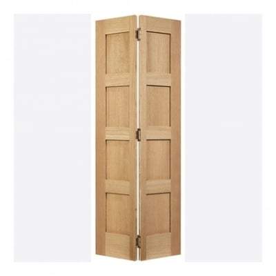 Oak Shaker 4 Panel Bi-Folding Un-Finished Internal Door - 1981mm x 686mm - LPD Doors