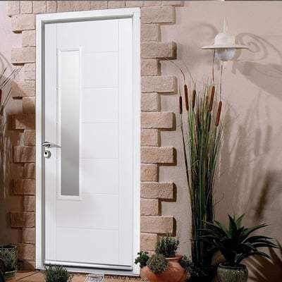 Newbury White GRP Pre-Finished 1 Double Glazed Frosted Light Panel External Door - 2032mm x 813mm - LPD Doors