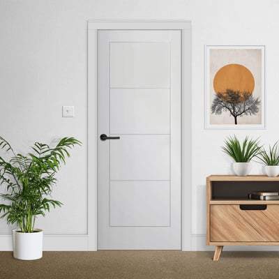 Ladder Moulded White Primed 4 Panel Interior Door - 1981mm x 838mm - LPD Doors