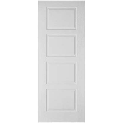 Contemporary Moulded White Primed 4 Panel Interior Fire Door FD30 - 1981mm x 838mm - LPD Doors