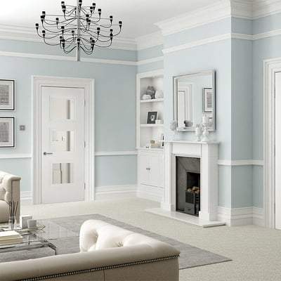 Amsterdam White Primed 3 Glazed Clear Bevelled Light Panels - 1981mm x 686mm - LPD Doors