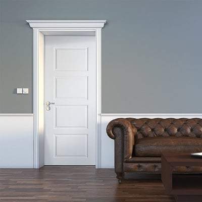 Contemporary White 4 Panel Interior Fire Door FD30 - 1981mm x 838mm - LPD Doors