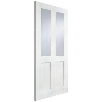 London White Primed 2 Glazed Clear Light Panels Interior Door - 1981mm x 686mm - LPD Doors