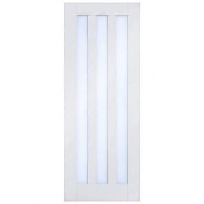 Utah White Primed 3 Glazed Clear Light Panels Interior Door - 1981mm x 838mm - LPD Doors