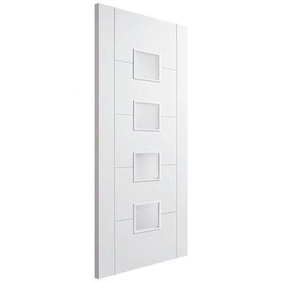 Vancouver White Primed 4 Glazed Frosted Light Panels Interior Door - 1981mm x 838mm - LPD Doors