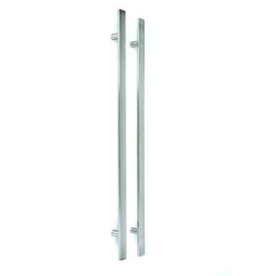 Polished Chrome Square Pull Handle Set External - 1400mm x 40mm - LPD Doors