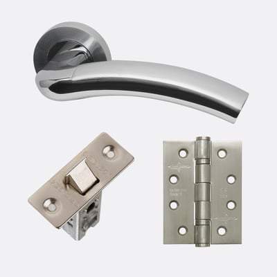 Jupiter Polished Chrome/Satin Chrome Handle Hardware Pack Privacy - LPD Doors
