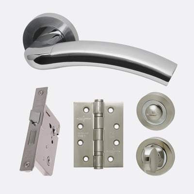 Jupiter Polished Chrome/Satin Chrome Handle Hardware Pack Privacy - LPD Doors