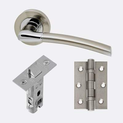 Mercury Chrome/Satin Nickel Handle Hardware Pack Privacy - LPD Doors