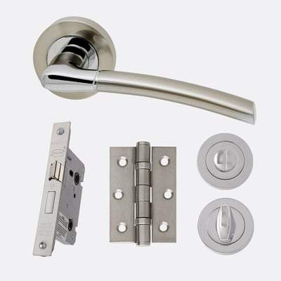 Mercury Chrome/Satin Nickel Handle Hardware Pack Privacy - LPD Doors