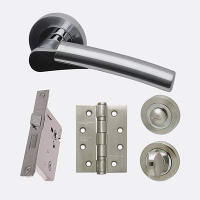Neptune Polished Chrome/Satin Chrome Handle Hardware Pack Privacy - LPD Doors