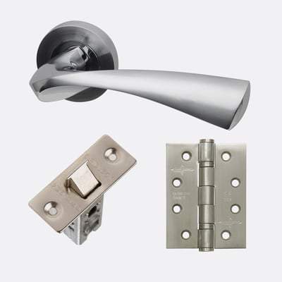 Pluto Polished Chrome/Satin Chrome Handle Hardware Pack Privacy - LPD Doors