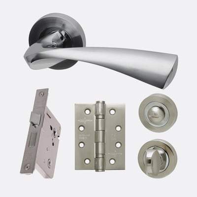 Pluto Polished Chrome/Satin Chrome Handle Hardware Pack Standard - LPD Doors