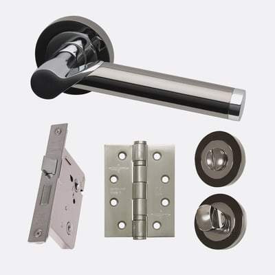 Polaris Polished Chrome/Black Chrome Handle Hardware Pack Privacy - LPD Doors