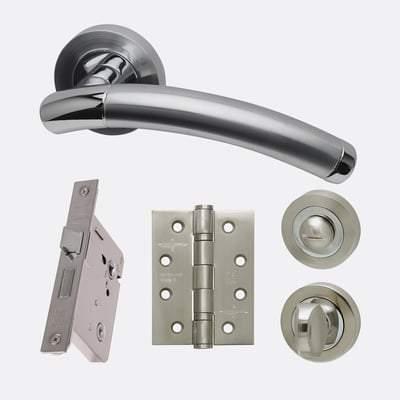 Saturn Polished Chrome/Satin Chrome Handle Hardware Pack Privacy - LPD Doors