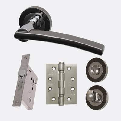 Sirus Polished Chrome/Black Chrome Handle Hardware Pack Standard - LPD Doors