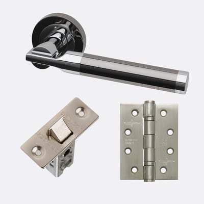 Vega Polished Chrome/Black Chrome Handle Hardware Pack Standard - LPD Doors