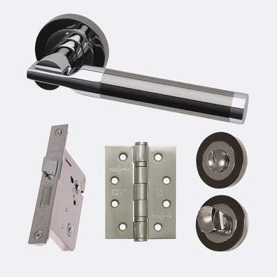 Vega Polished Chrome/Black Chrome Handle Hardware Pack Privacy - LPD Doors