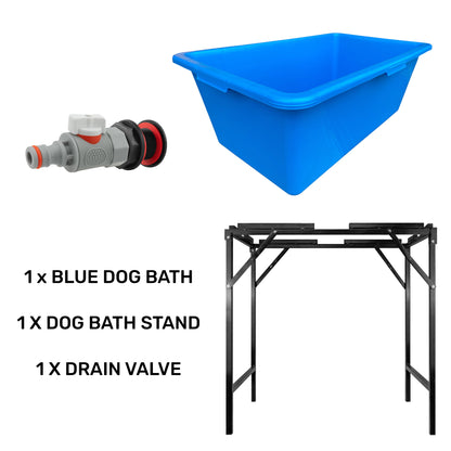 Blue Dog Bath with Drain Valve (WL) and Stand - Best4Trade-Retail PETS