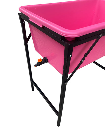 Pink Dog Bath with Drain Valve (Black) and Stand