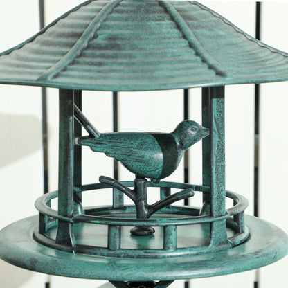 Outsunny 3-in-1 Garden Bird Bath, Freestanding Birdbath with Large Water Basin, Underneath Flower Planter, Φ50 x 113 cm, Green