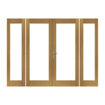 XL Joinery La Porte French Door Set in Pre-Finished External Oak Includes Sidelight Frame - All Sizes - Build4less
