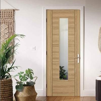 Vancouver Oak Laminated 1 Glazed Clear Light Panel Interior Door - 1981mm x 838mm - LPD Doors