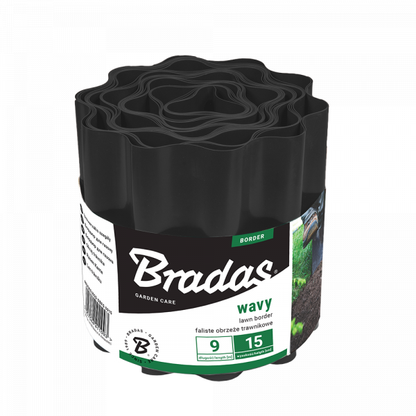 Wavy Plastic Garden Lawn Edging, H=15CM, L=9M, Black - Best4Trade-Retail Garden tools & Accesories