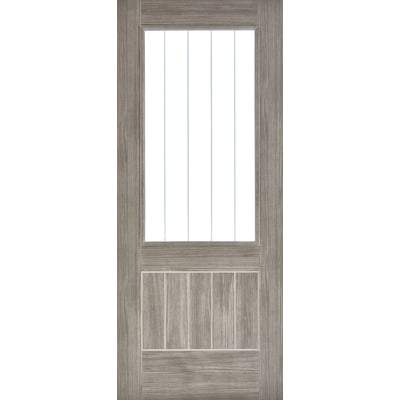 Mexicano Light Grey Laminated 1 Glazed Clear With Frosted Lines Light Panel Interior Door - 1981mm x 762mm - LPD Doors