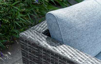 Lima 5 Seater Grey Polyrattan Garden Sofa Set Bundle with Armchair, Coffee Table & Protective Cover