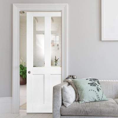 London White Primed 2 Glazed Clear Light Panels Interior Door - 1981mm x 838mm - LPD Doors