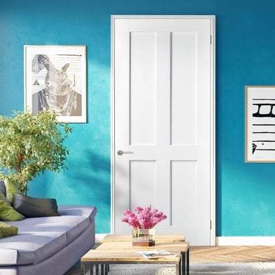 London White Primed 4 Panel Interior Door - 1981mm x 610mm - LPD Doors