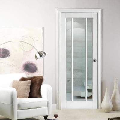 Lincoln White Primed 3 Glazed Clear Light Panels Interior Door - 1981mm x 686mm - LPD Doors